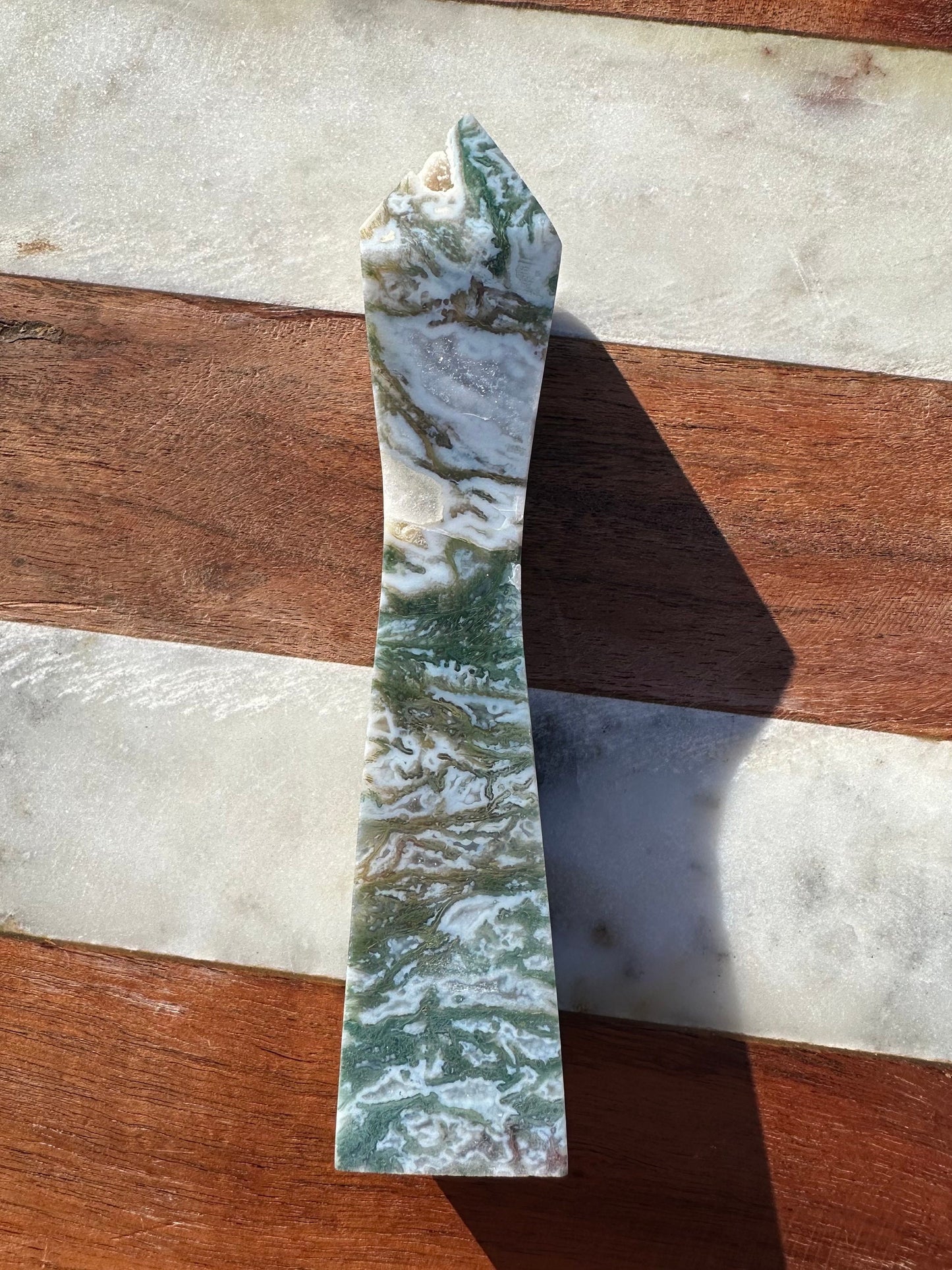 Moss Agate Canton Tower/ Druzy Moss Agate/ Red Moss Agate Tower