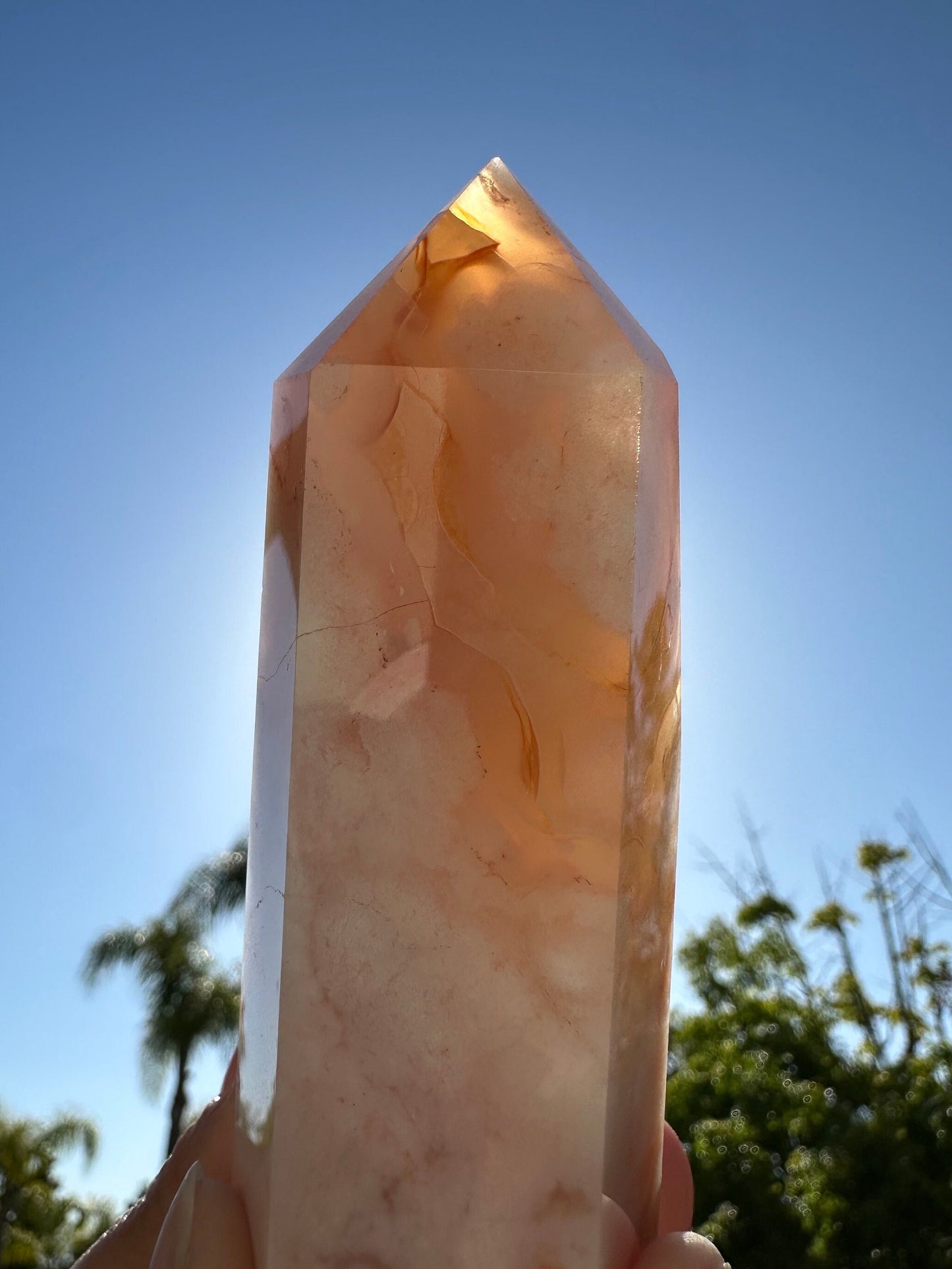 Carnelian Flower Agate/ Milky Agate/ Pink Carnelian Agate/ Agate Tower/ Unique