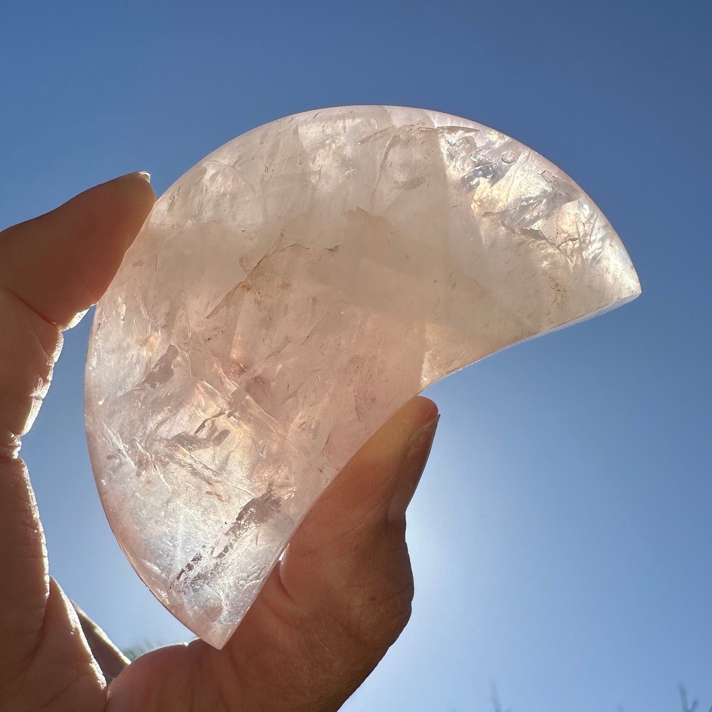 Fire Quartz Moon/ Hematoid Quartz/ Translucent/ Flashy/ Gemmy/ Rainbows/ High Quality