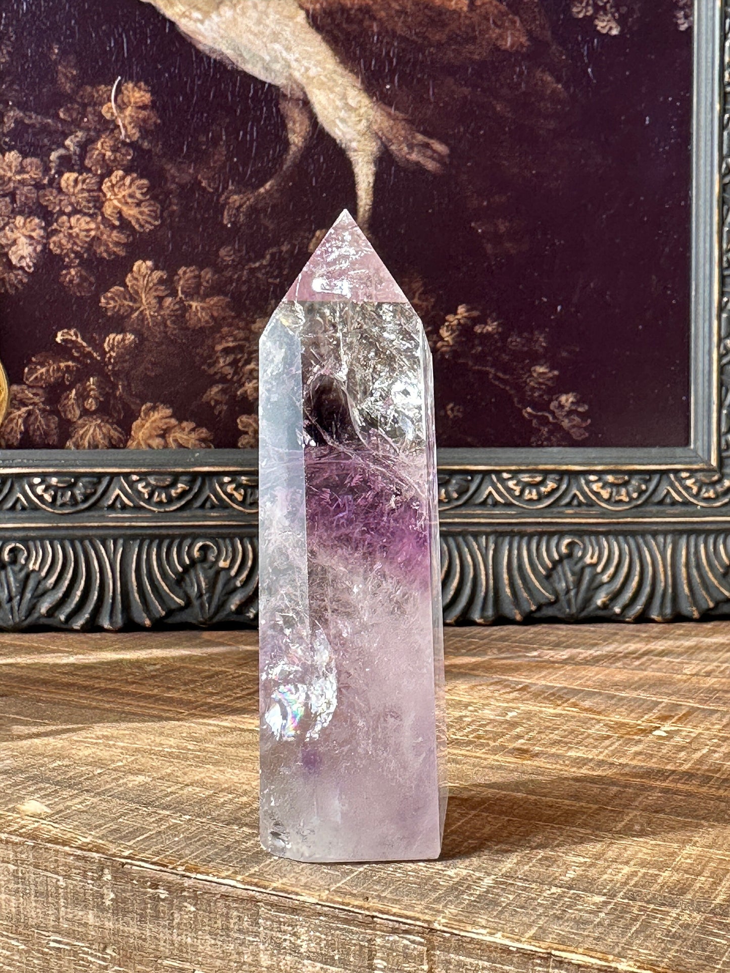 Amethyst phantom quartz tower, flashy, gemmy, rainbow tower, unique