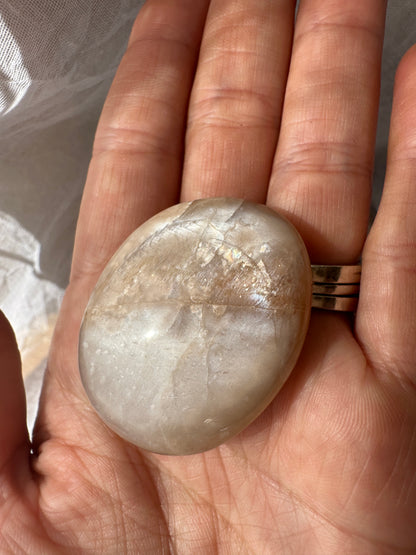 Peach Moonstone Palm Stone