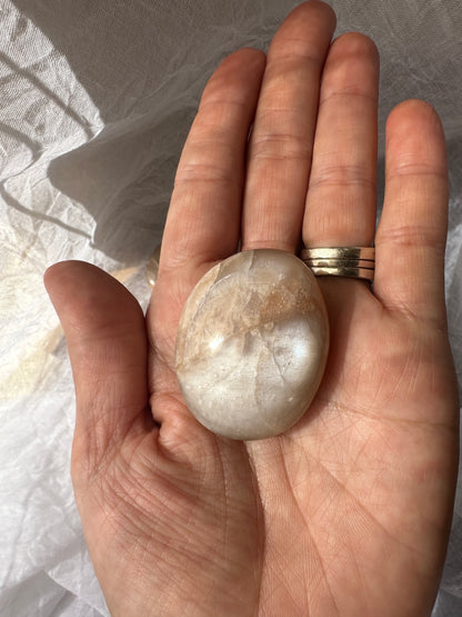 Peach Moonstone Palm Stone