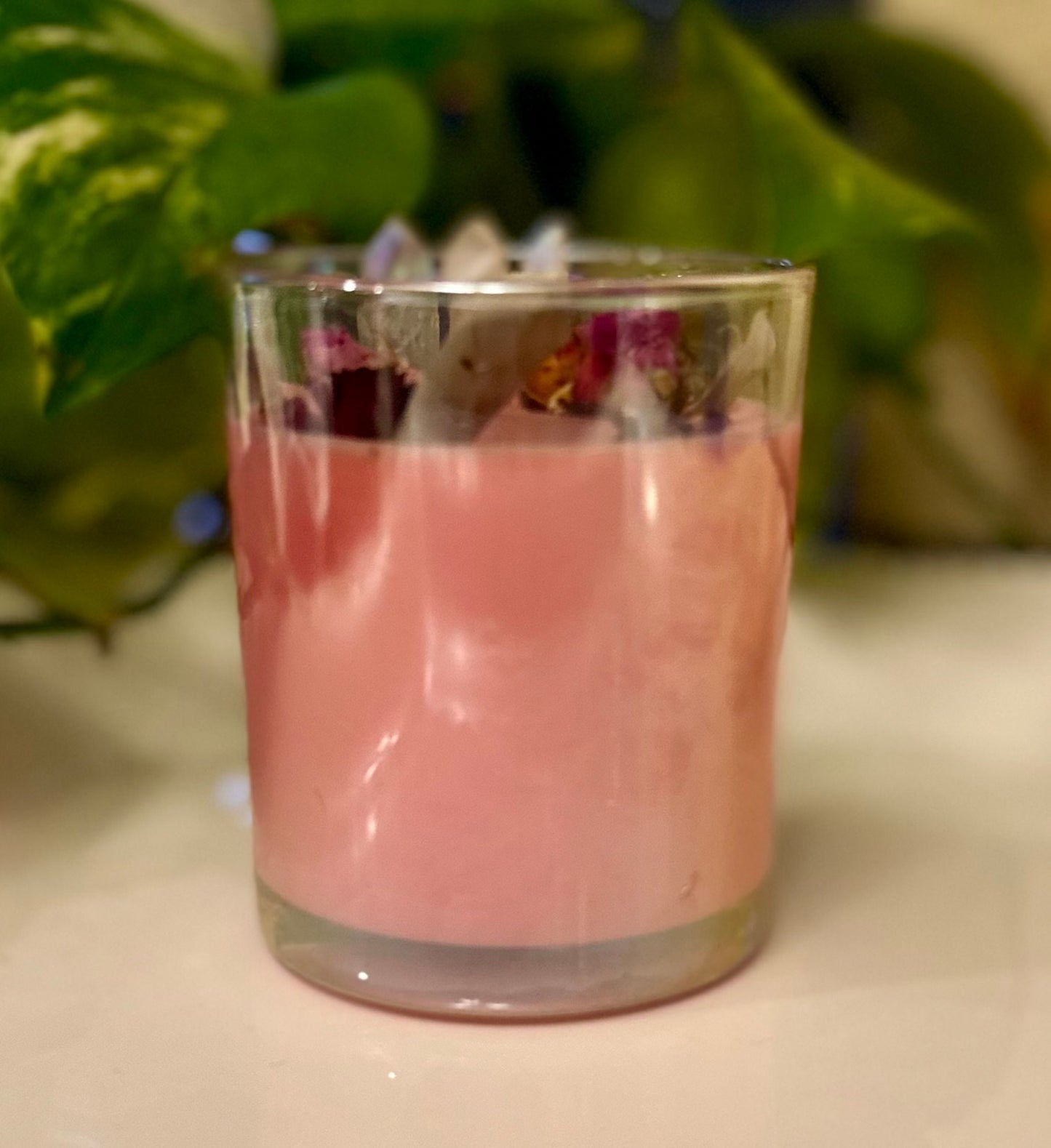 Wick-less candle/ Love/ Roses/ Intention Candle/ Witchy Candle/ Crystal Candle