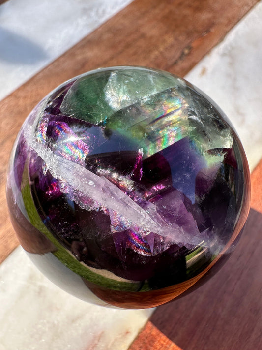 Translucent Rainbow Flourite Sphere