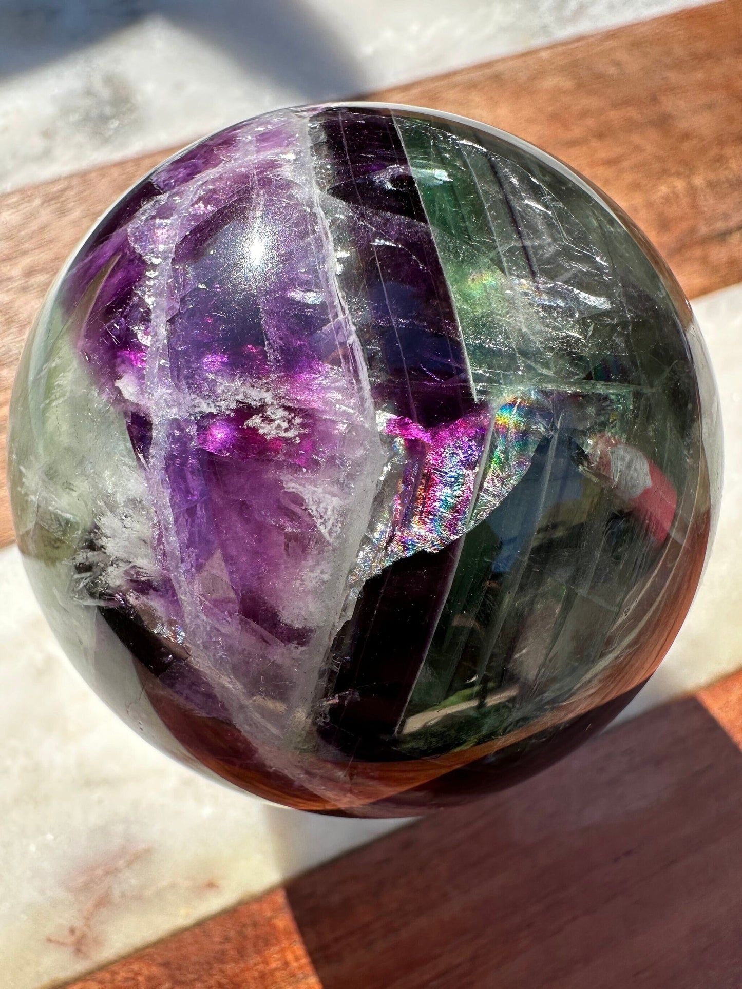 Translucent Rainbow Flourite Sphere