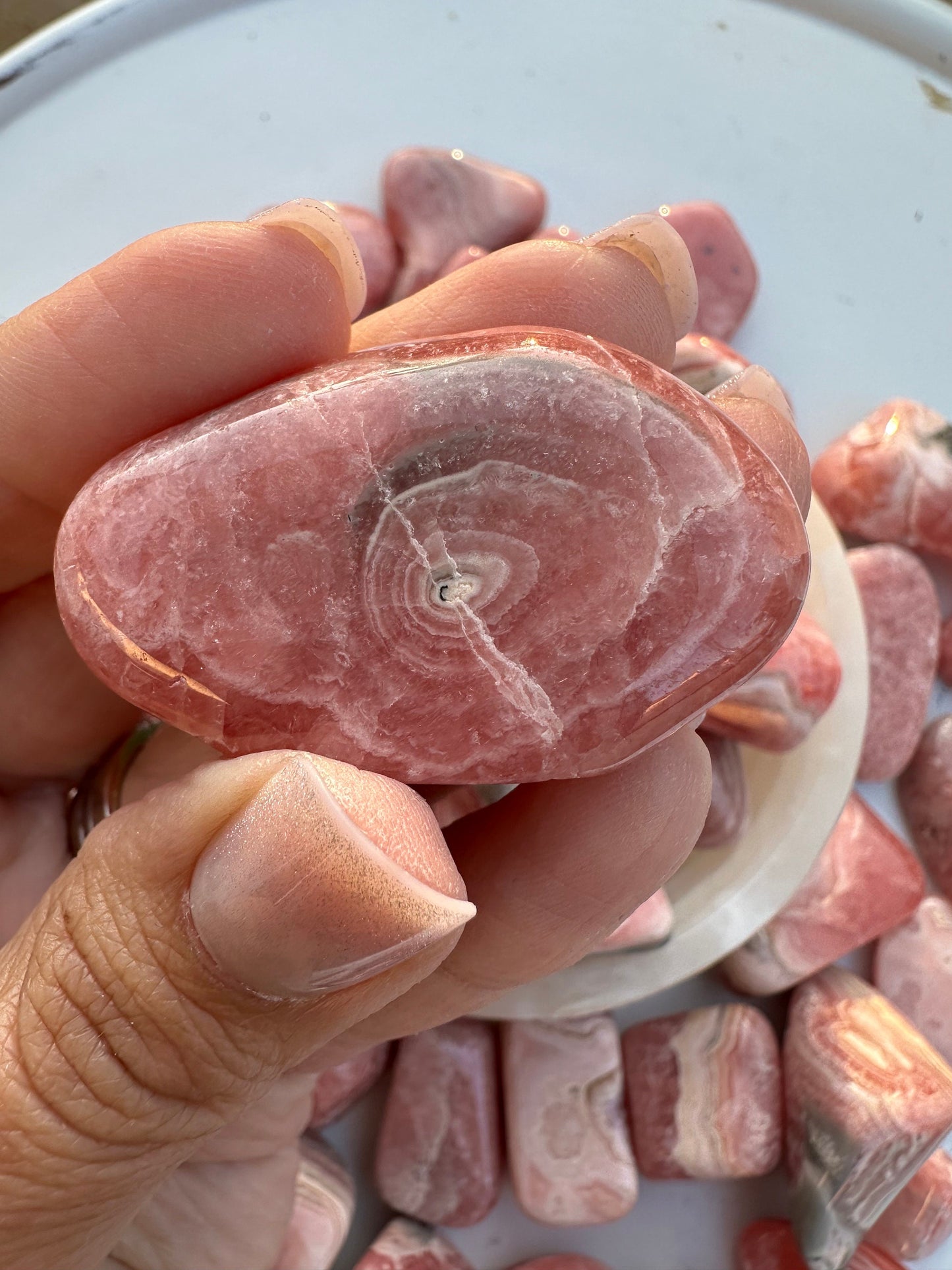 High quality Rhodochrosite Argentina, Saturated Raspberry, Gemmy, tumbled crystal