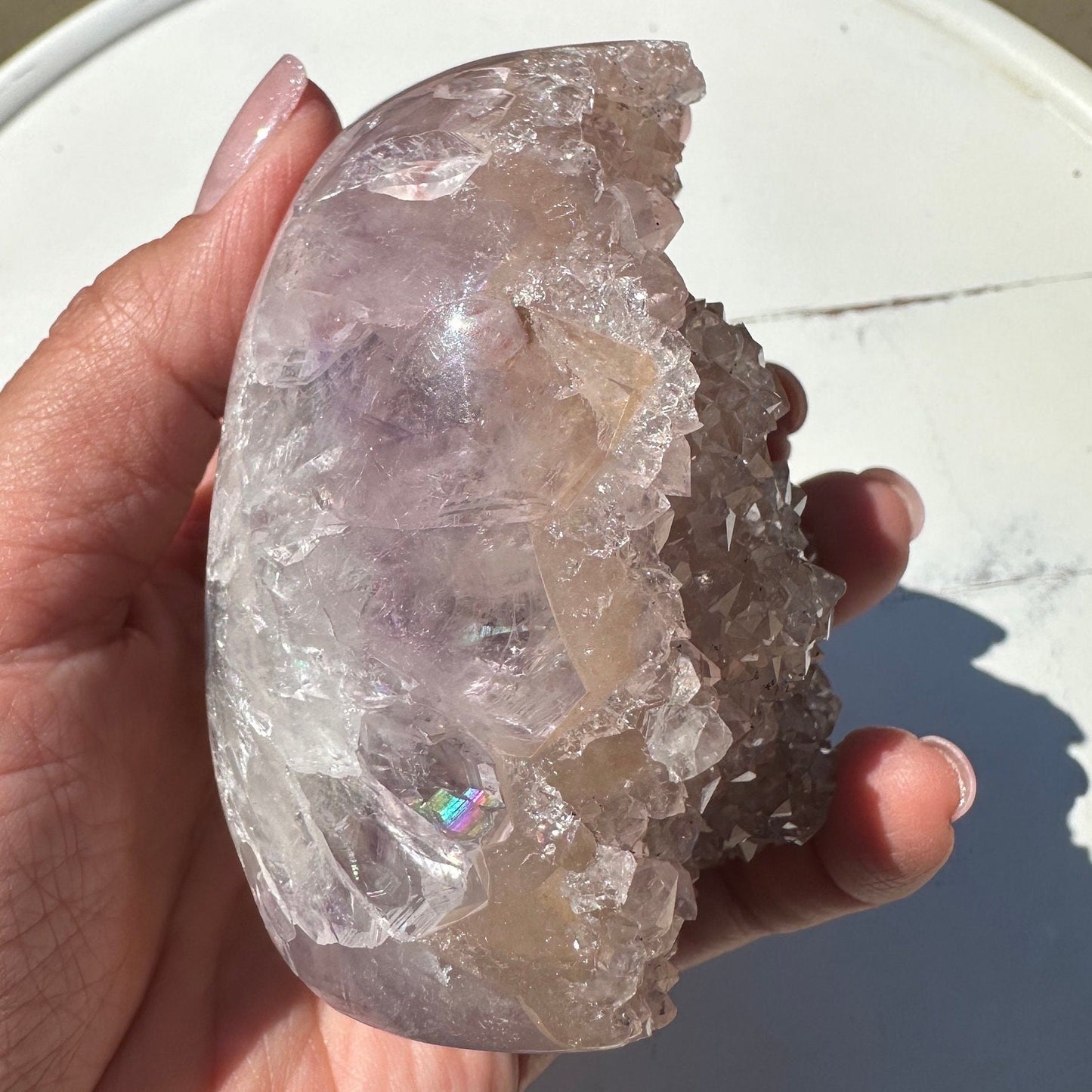 High Quality Large Gemmy Amethyst Heart Lavender Amethyst Sugary Druzy Sparkly Rainbow