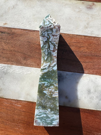 Moss Agate Canton Tower/ Druzy Moss Agate/ Red Moss Agate Tower