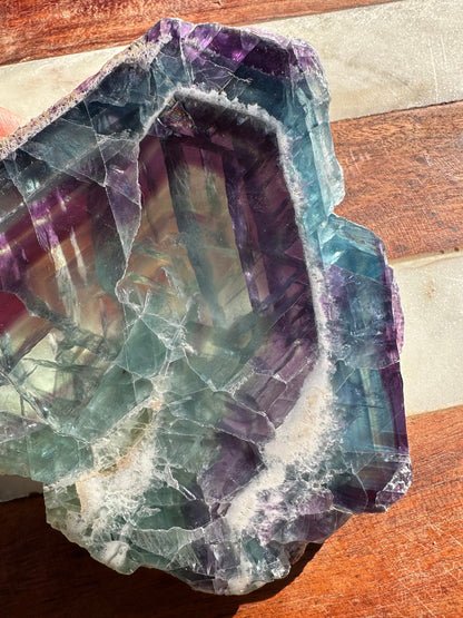 AAA Mexican Fluorite Slab/ Rainbow Fluorite / Gemmy High Quality