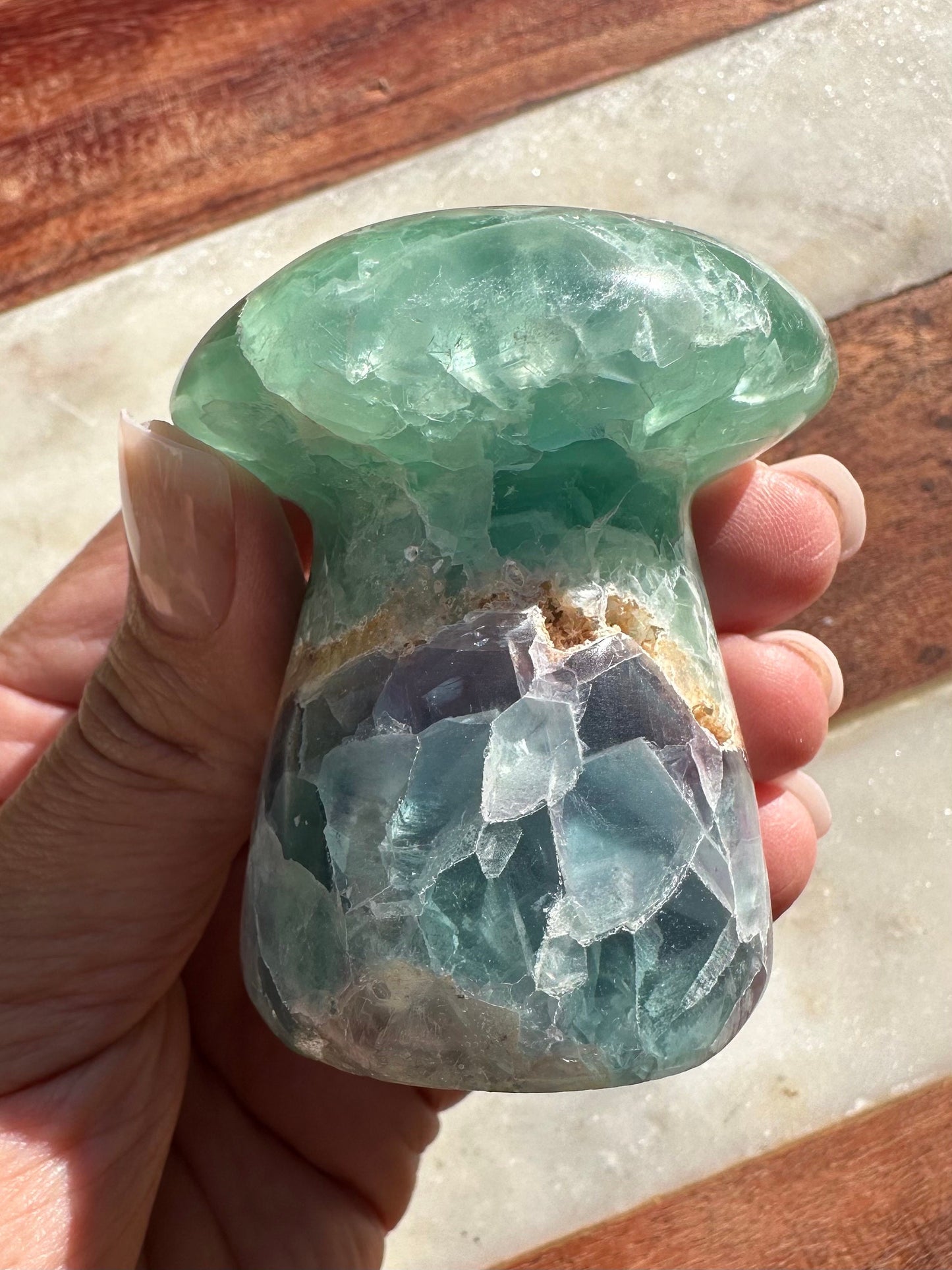 Mexican Fluorite Mushroom/ Rainbow Fluorite/ Mushy