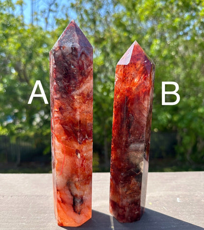 Fire Quartz/ Hematoid Quartz/ Quartz Tower/ Translucent/ Flashy/ Gemmy/ Rainbows/ High Quality