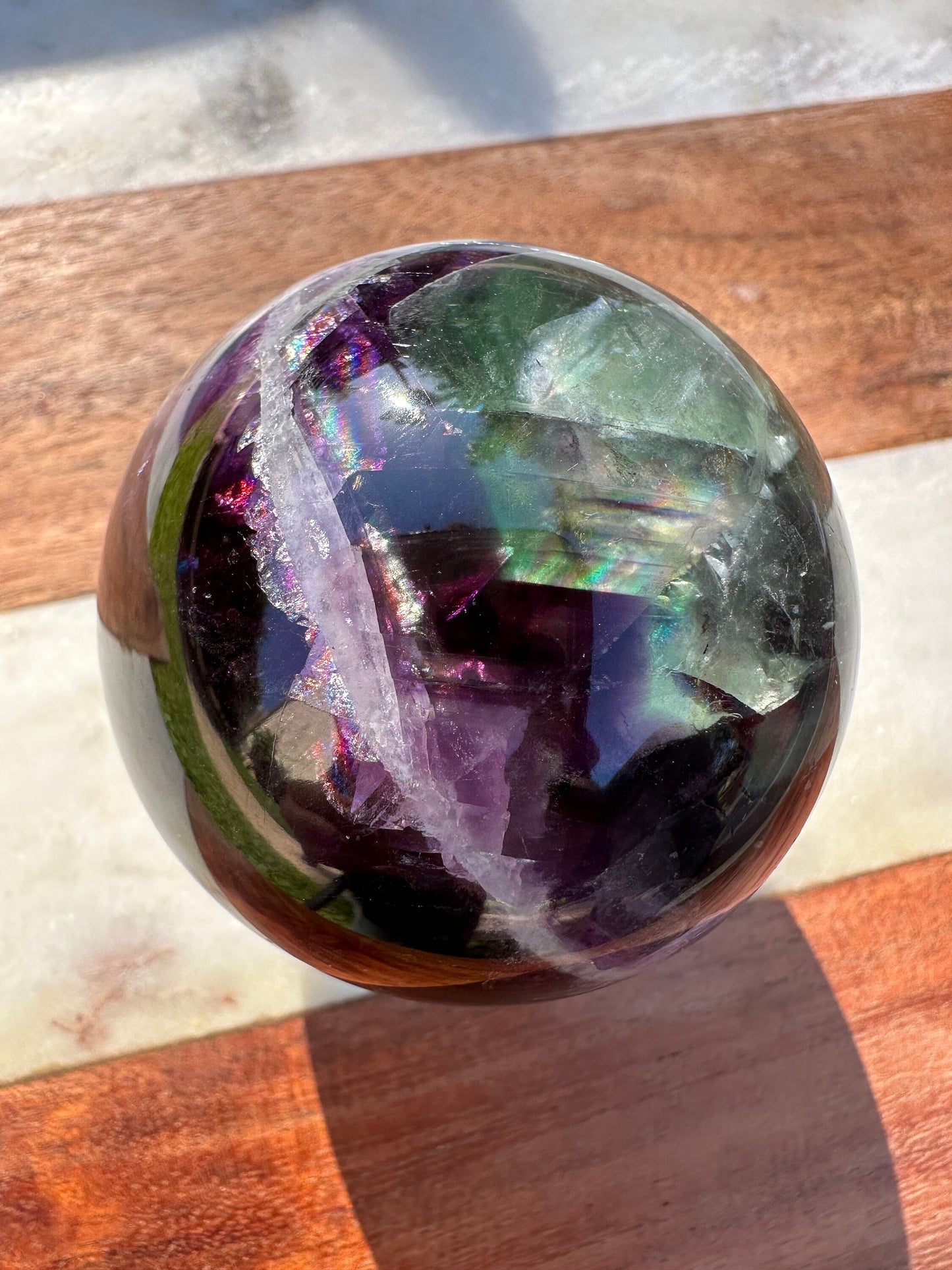 Translucent Rainbow Flourite Sphere