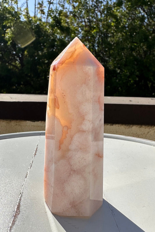 Carnelian Flower Agate/ Milky Agate/ Pink Carnelian Agate/ Agate Tower/ Unique