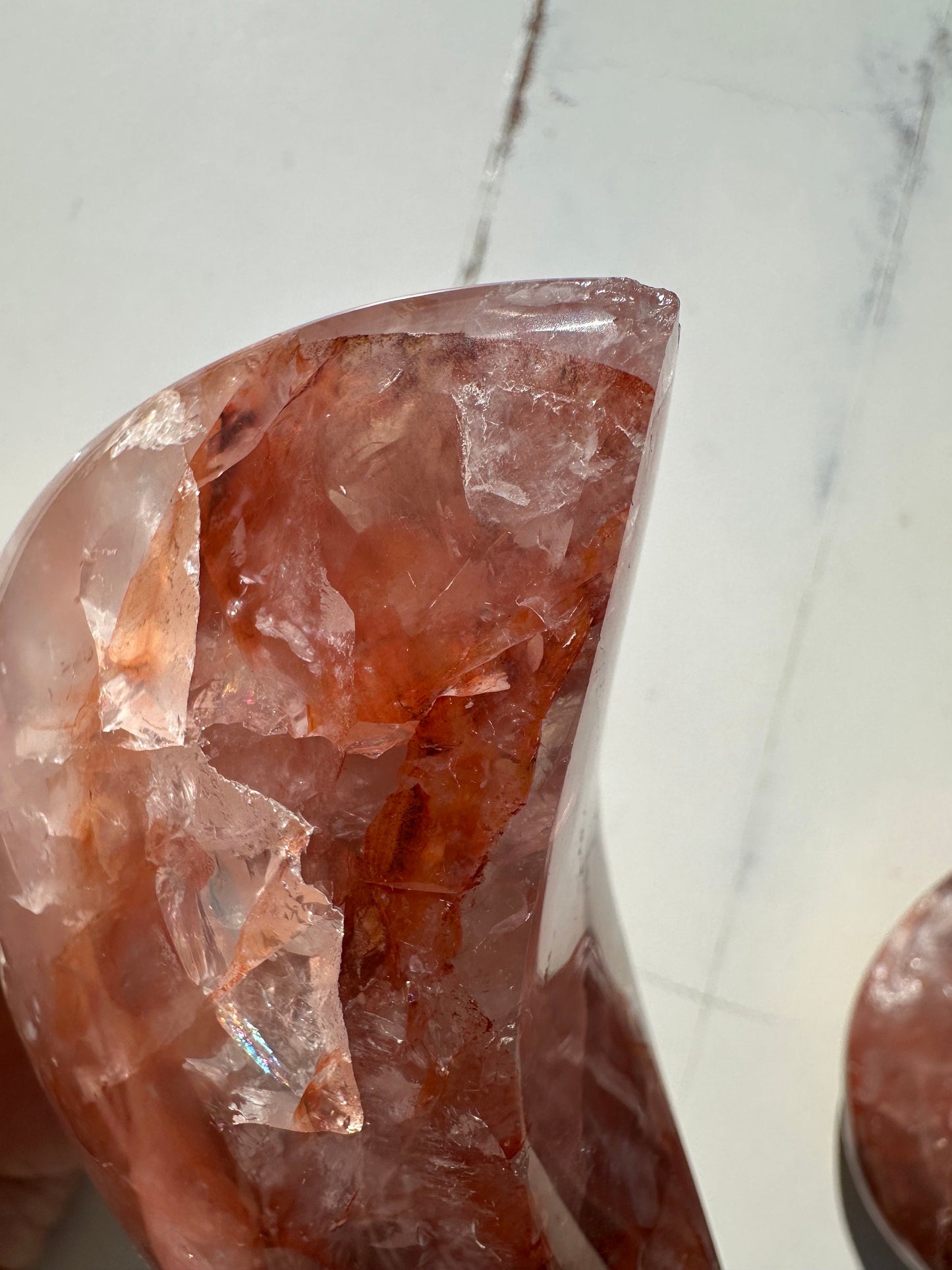 Fire Quartz Moon/ Hematoid Quartz/ Translucent/ Flashy/ Gemmy/ Rainbows/ High Quality