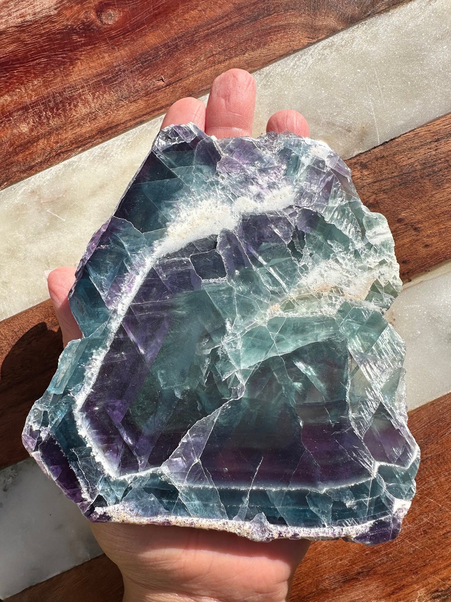 AAA Mexican Fluorite Slab/ Rainbow Fluorite / Gemmy High Quality