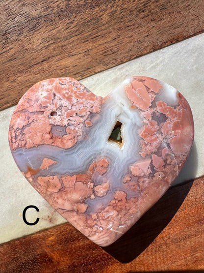 Cotton Candy Agate ~ Pink Plum Agate ~ Druzy Agate ~ Pink Agate Heart