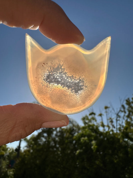 Druzy Agate Banded Cat Cabochons/ Cat Head Crystal/ Translucent Agate/ Unique/ Natural Agate