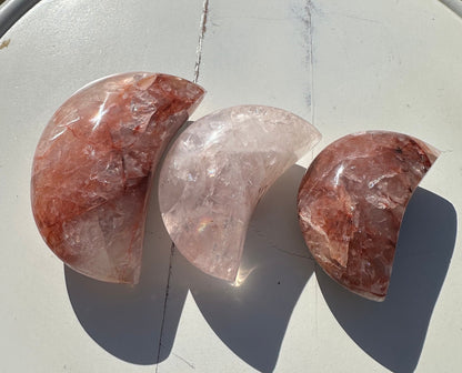 Fire Quartz Moon/ Hematoid Quartz/ Translucent/ Flashy/ Gemmy/ Rainbows/ High Quality