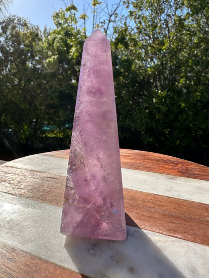 High grade Brazilian amethyst obelisk, amethyst point, amethyst tower, generator, dark purple amethyst, flashy gemmy rainbows