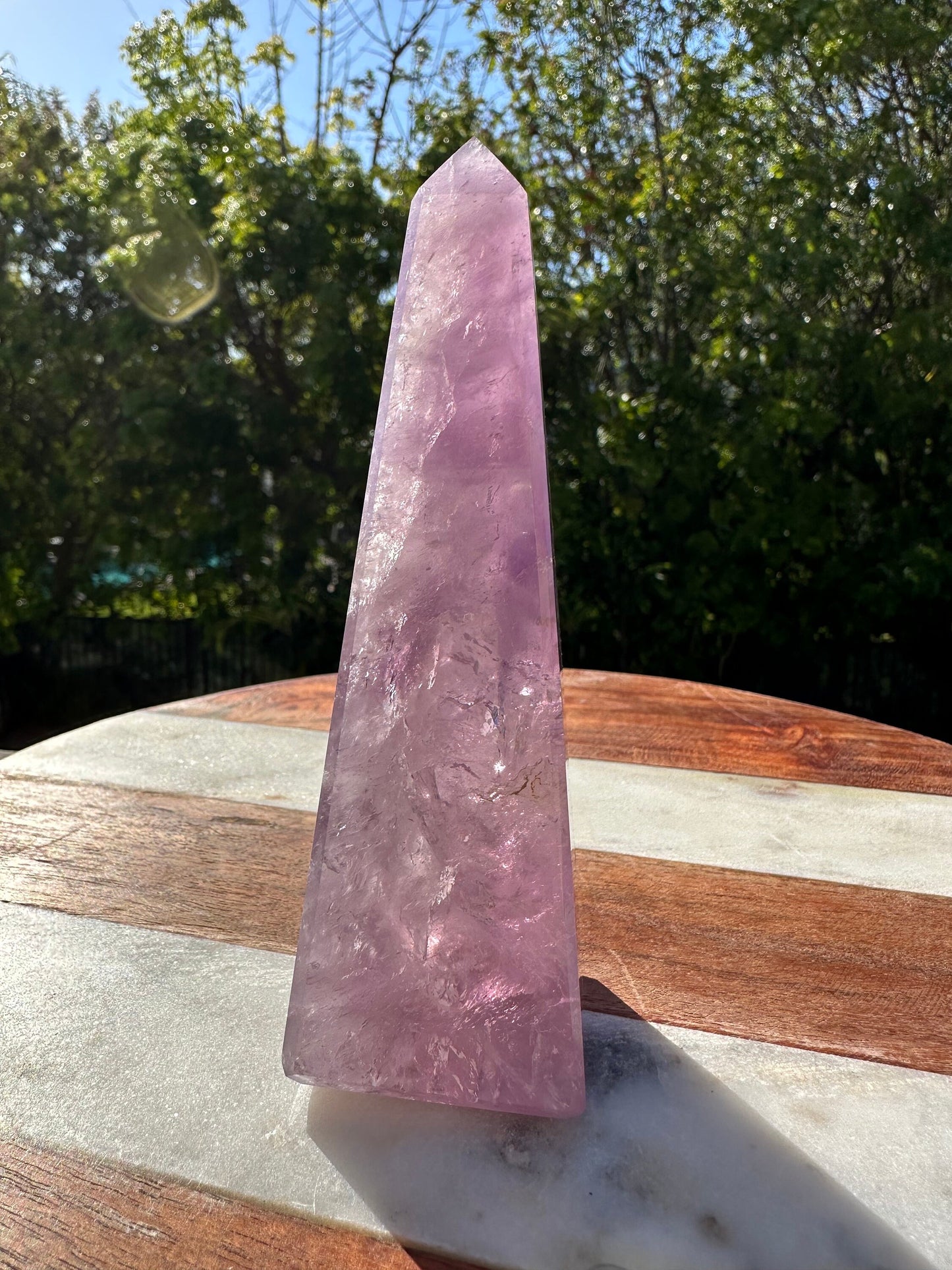 High grade Brazilian amethyst obelisk, amethyst point, amethyst tower, generator, dark purple amethyst, flashy gemmy rainbows