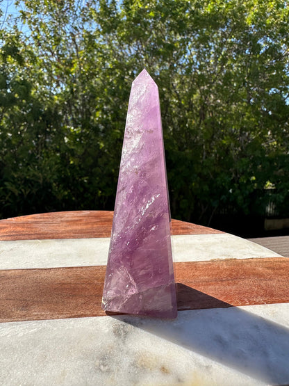 High grade Brazilian amethyst obelisk, amethyst point, amethyst tower, generator, dark purple amethyst, flashy gemmy rainbows