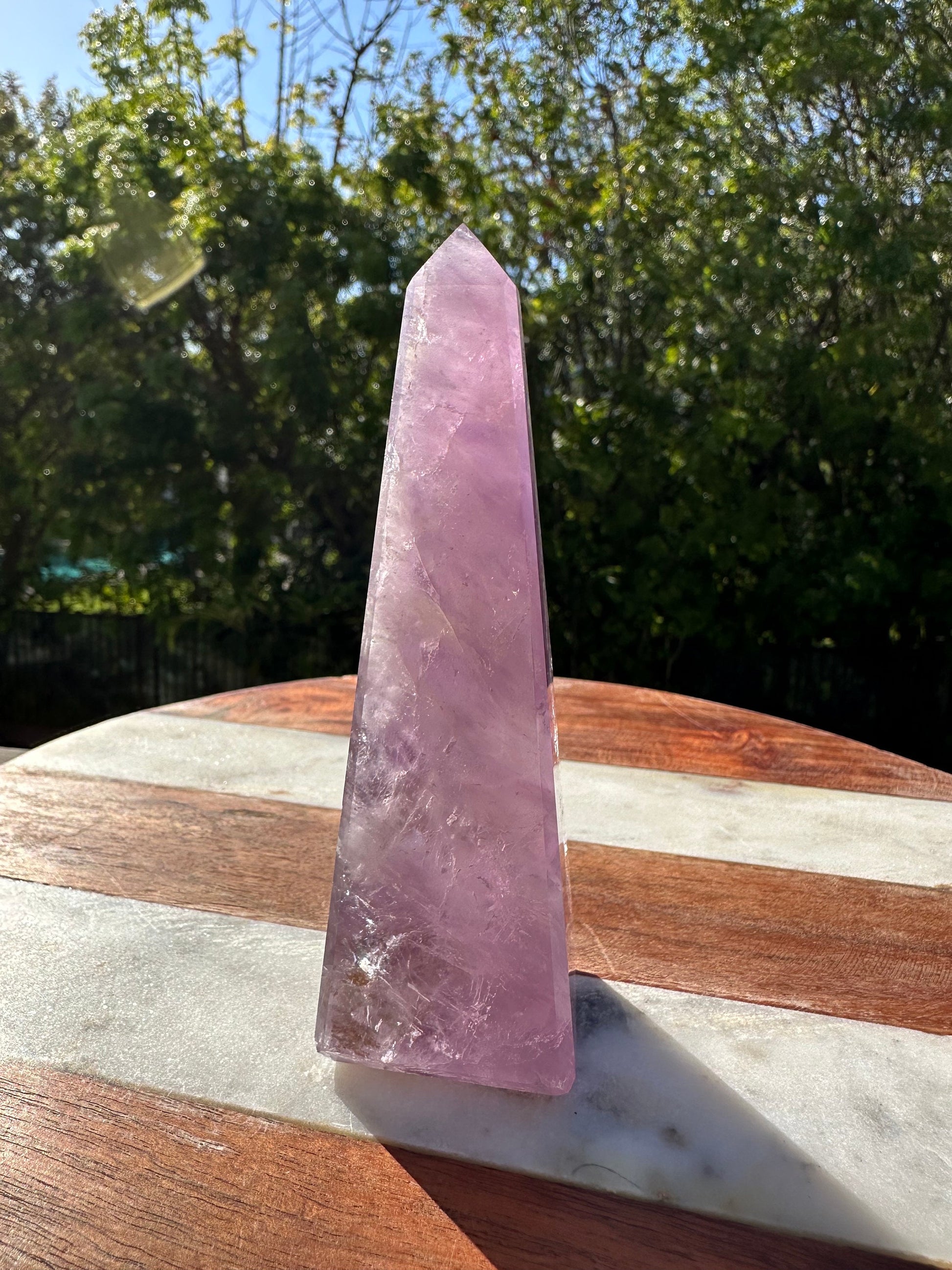 High grade Brazilian amethyst obelisk, amethyst point, amethyst tower, generator, dark purple amethyst, flashy gemmy rainbows