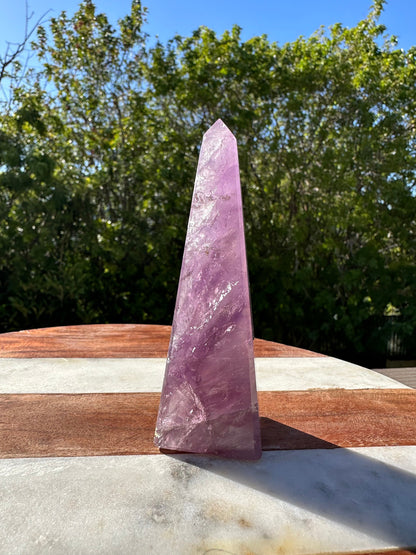 High grade Brazilian amethyst obelisk, amethyst point, amethyst tower, generator, dark purple amethyst, flashy gemmy rainbows