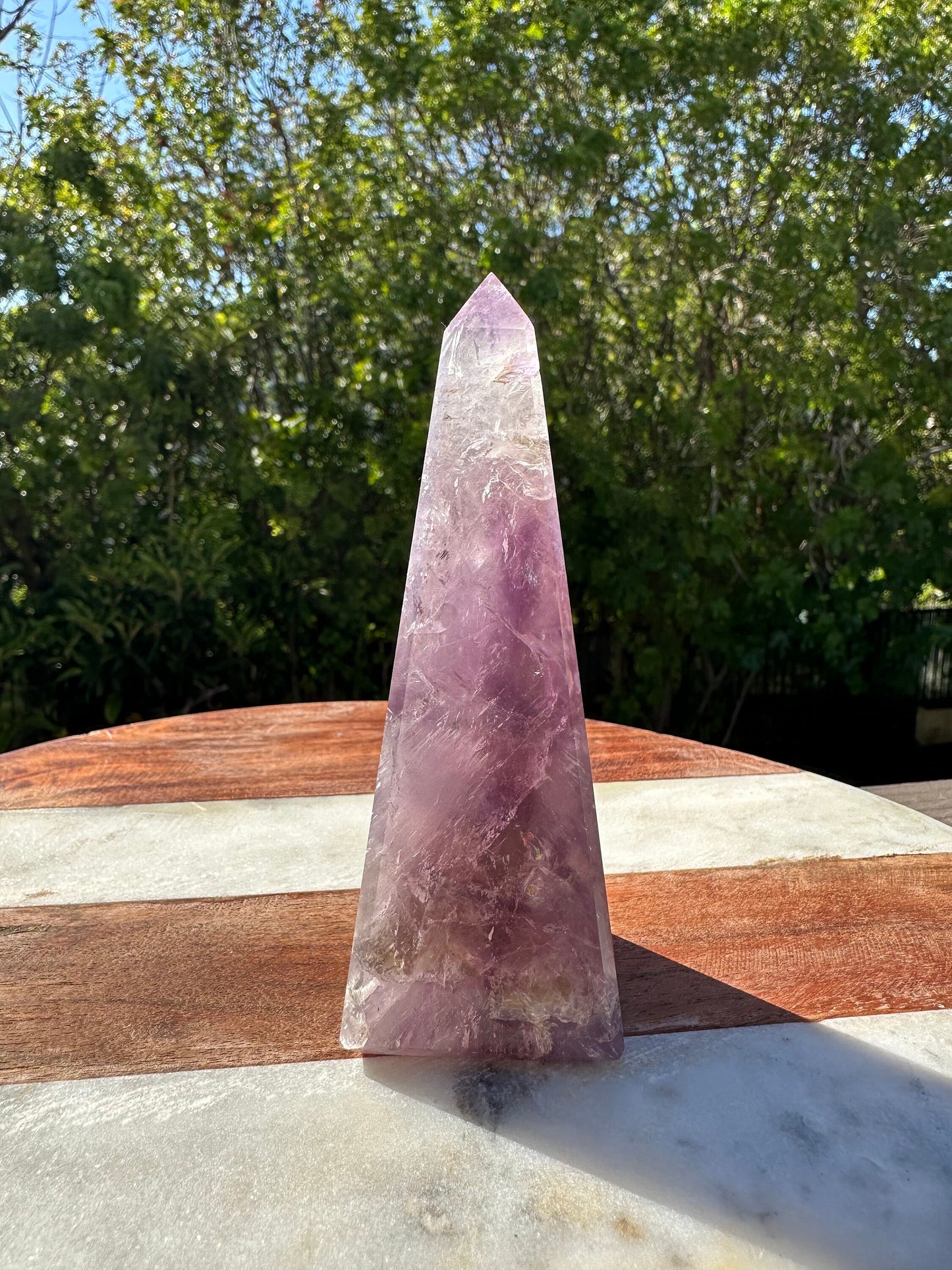 High grade Brazilian amethyst obelisk, amethyst point, amethyst tower, generator, dark purple amethyst, flashy gemmy rainbows
