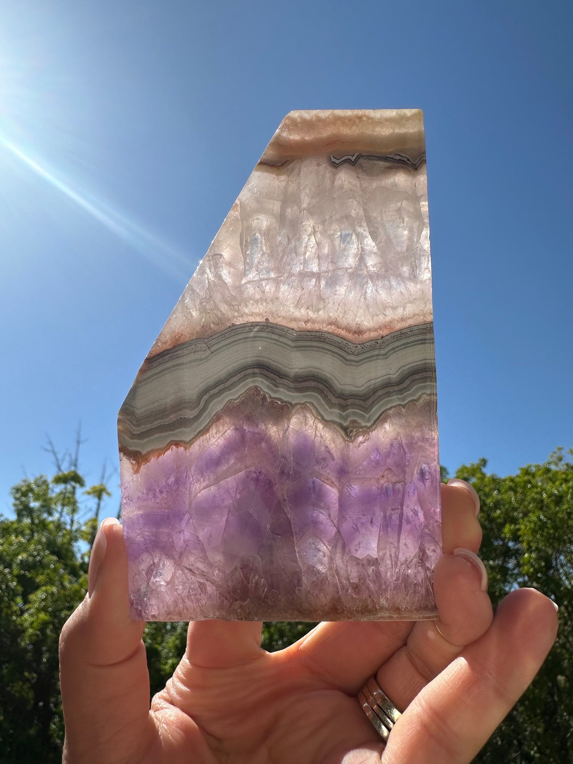 Crazy Lace Mexican Agate and Amethyst Slab/ Crazy Lace Agate Slab/ Pink Amethyst/ Purple Amethyst/ Quartz/ Rainbows/ Gemmy