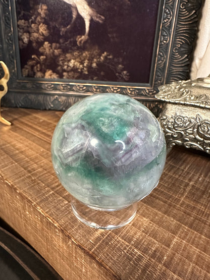 High quality fluorite sphere / rainbow fluorite / gemmy/ flashy / transparent