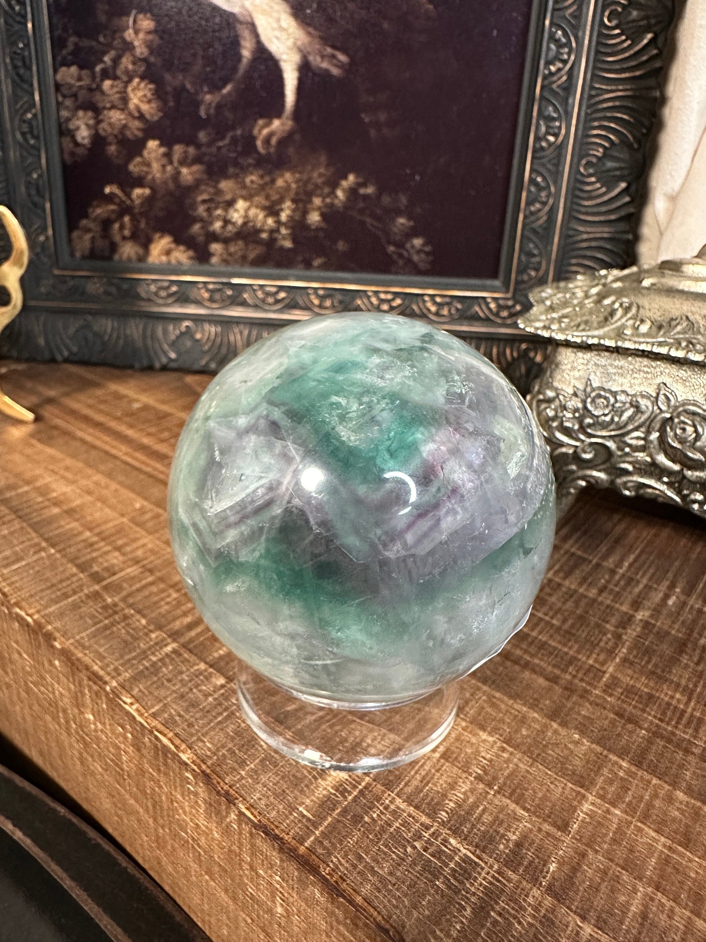 High quality fluorite sphere / rainbow fluorite / gemmy/ flashy / transparent