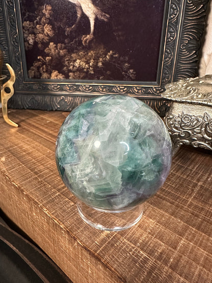 High quality fluorite sphere / rainbow fluorite / gemmy/ flashy / transparent