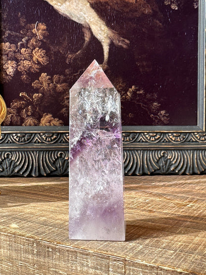 Amethyst phantom quartz tower, flashy, gemmy, rainbow tower, unique