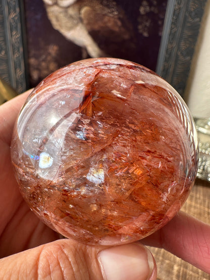 Fire quartz sphere, Hematoid quartz, golden healer, high quality, flashy, gemmy, transparent