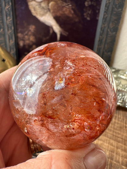 Fire quartz sphere, Hematoid quartz, golden healer, high quality, flashy, gemmy, transparent