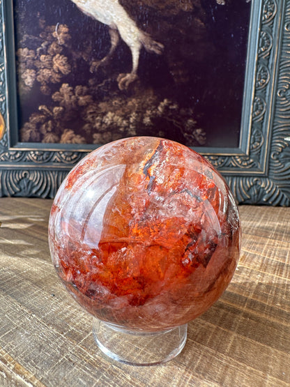 Fire quartz sphere, Hematoid quartz, golden healer, high quality, flashy, gemmy, transparent