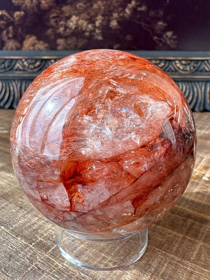 Fire quartz sphere, Hematoid quartz, golden healer, high quality, flashy, gemmy, transparent