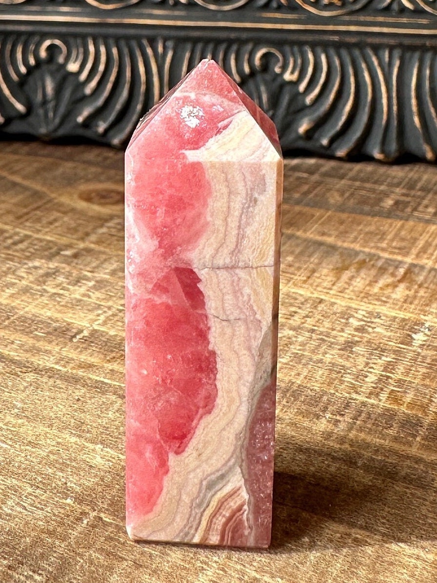 High quality Rhodochrosite Argentina, Saturated Raspberry, Gemmy, Crystal Tower, Flashy