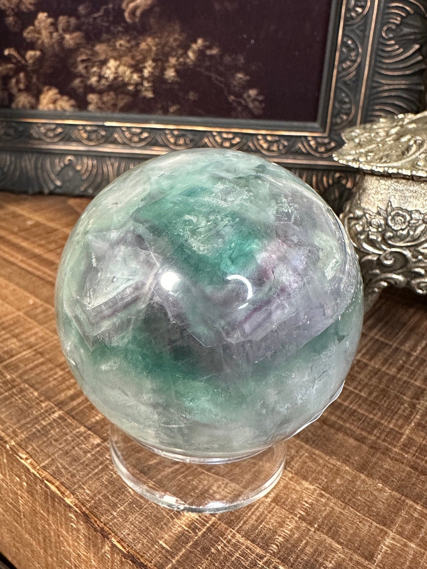 High quality fluorite sphere / rainbow fluorite / gemmy/ flashy / transparent