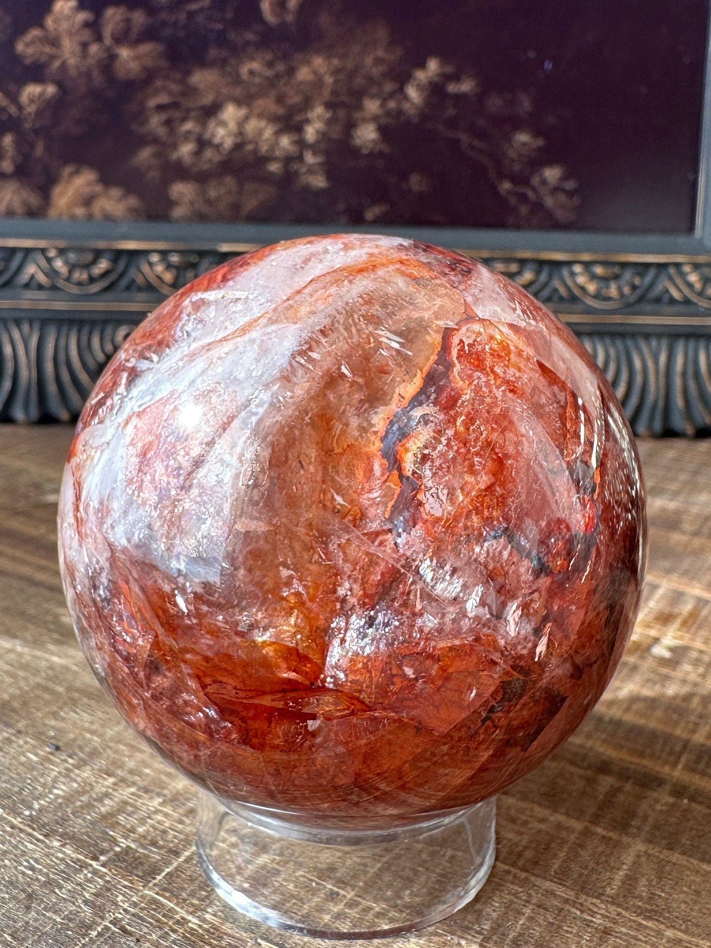 Fire quartz sphere, Hematoid quartz, golden healer, high quality, flashy, gemmy, transparent