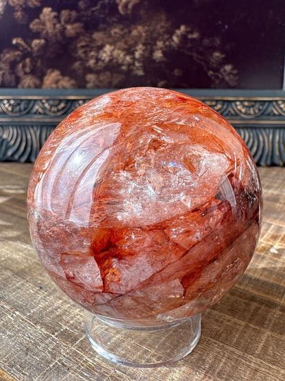 Fire quartz sphere, Hematoid quartz, golden healer, high quality, flashy, gemmy, transparent