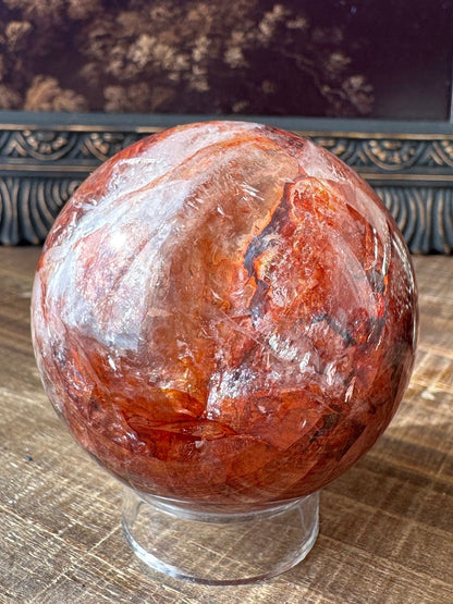 Fire quartz sphere, Hematoid quartz, golden healer, high quality, flashy, gemmy, transparent