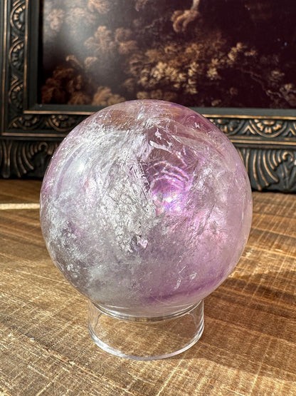 Quartz sphere with Amethyst Phantom, flashy, rainbow sphere, Amethyst Sphere