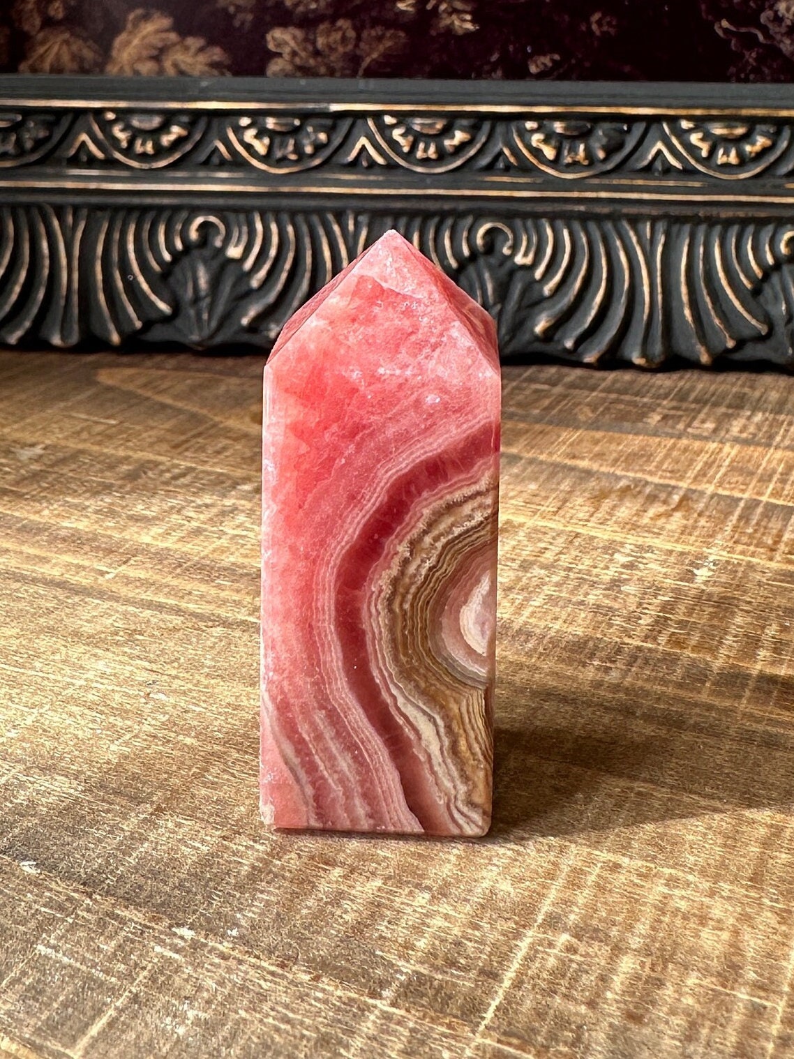 High quality Rhodochrosite Argentina, Saturated Raspberry, Gemmy, Crystal Tower, Flashy