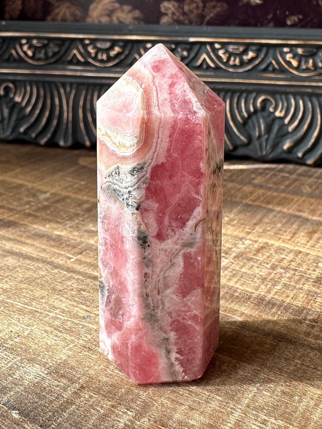 High quality Rhodochrosite Argentina, Saturated Raspberry, Gemmy, Crystal Tower, Flashy