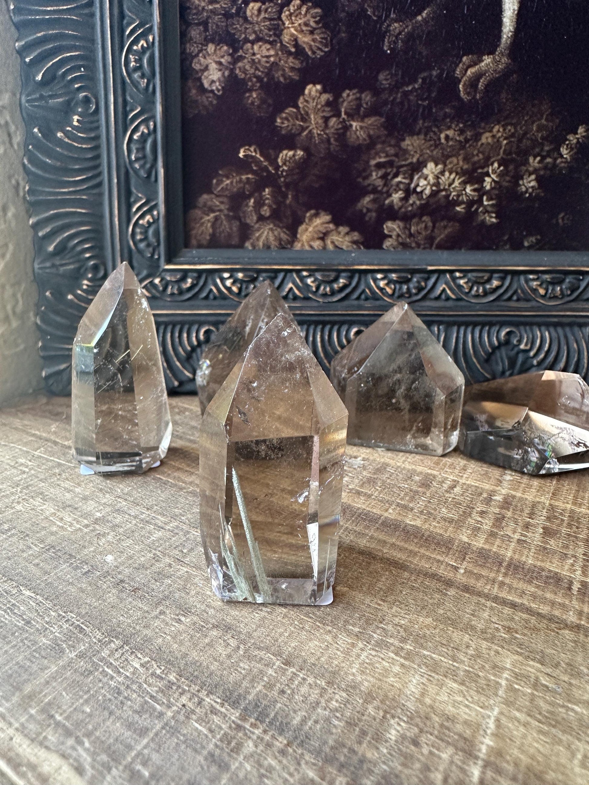 Smoky Quartz Freeform with Golden Rutile and Rainbows