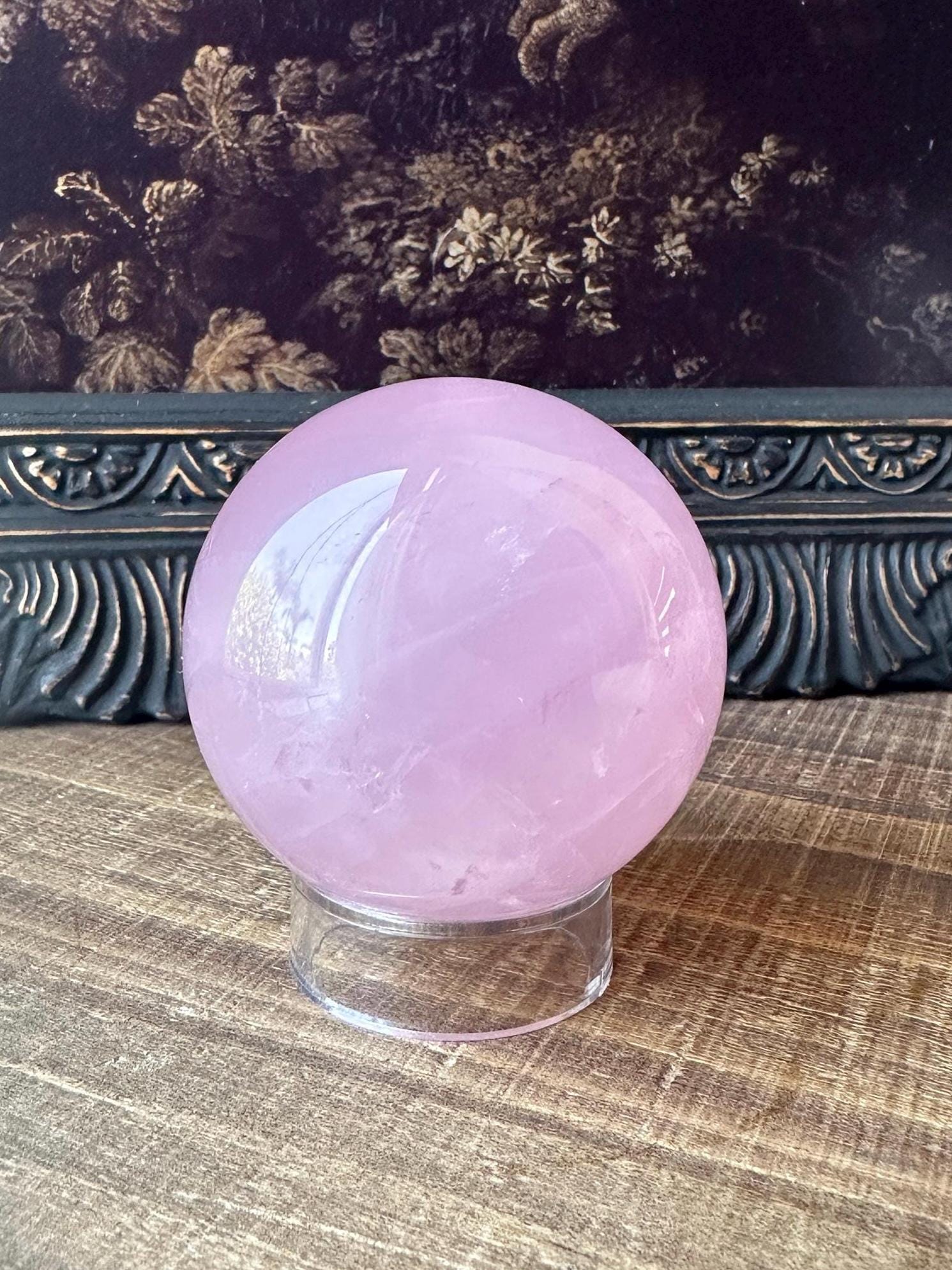 Six Star Rose Quartz Sphere Flashy Juicy Pink Rose Quartz, Gemmy with rainbow