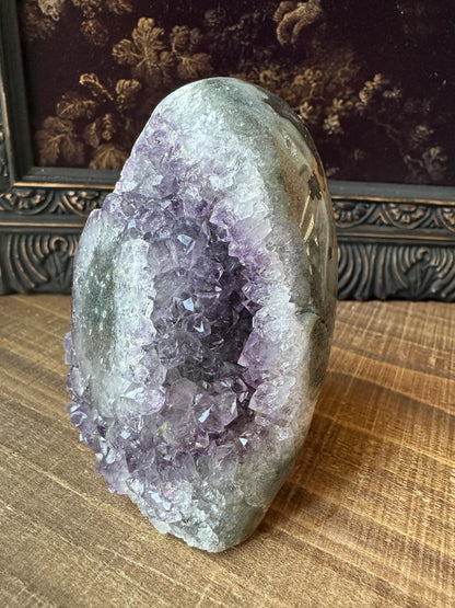 Uruguay Amethyst Cut Base with a Stalactite polished back