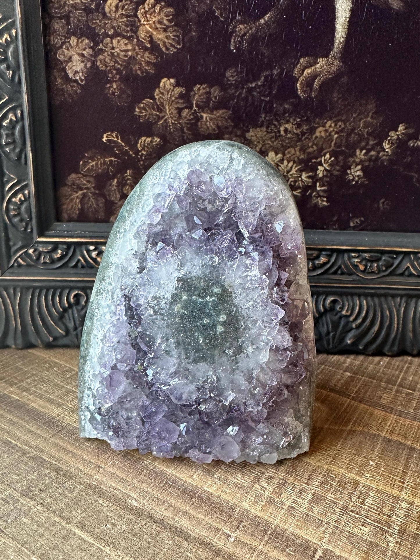 Uruguay Amethyst Cut Base with a Stalactite polished back