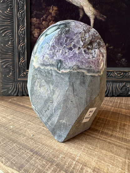 Uruguay Amethyst Cut Base with a Stalactite with deep purple caves Unique Crystal Druzy